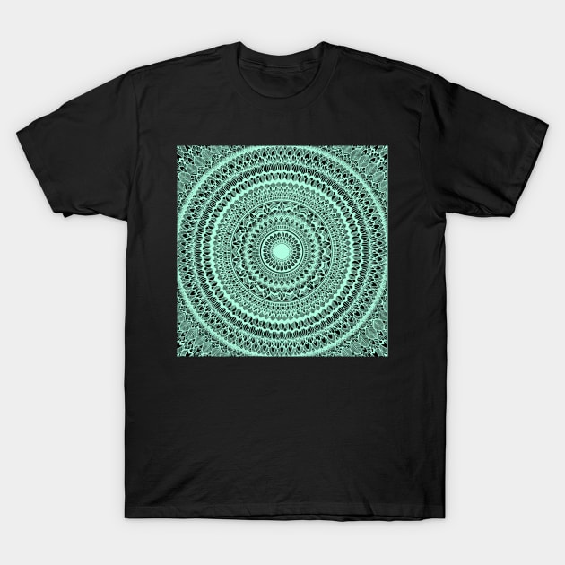 Light green mandala design on black T-Shirt by SamridhiVerma18